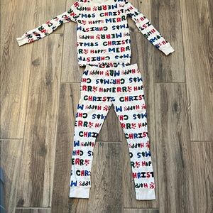 Carter's White and Multicolor Holiday Pajama Set Size 7